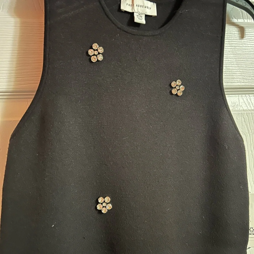 Free Assembly Elegant Black Sleeveless Dress with Floral Accents - Picture 9 of 15